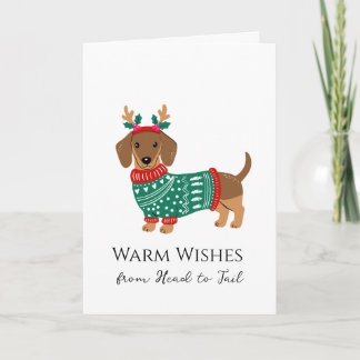 Cartão de Natal de Dachshund Fofo - Desejos Quente