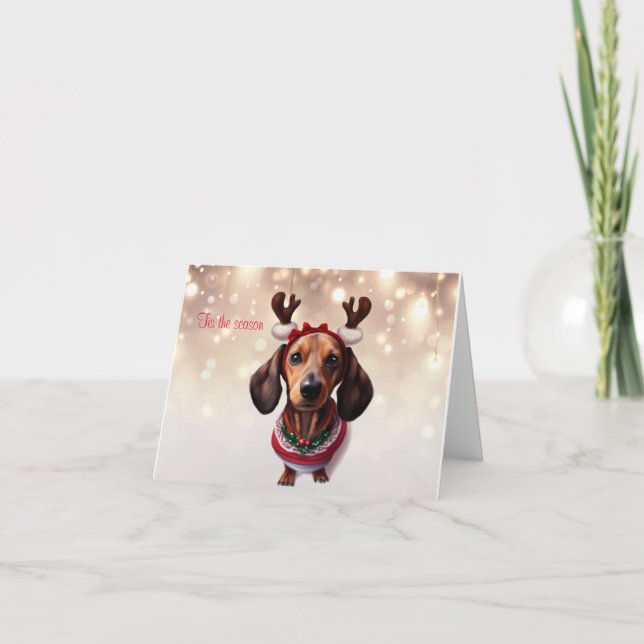 Cartão de Natal de Dachshund Rena (Frente)