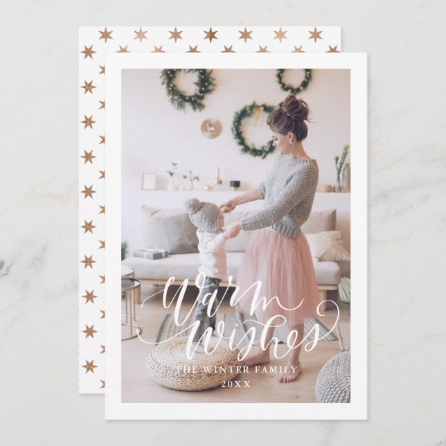 Cartão de Natal de Desejos Quentes Plano Cartão de (Frente/Verso)