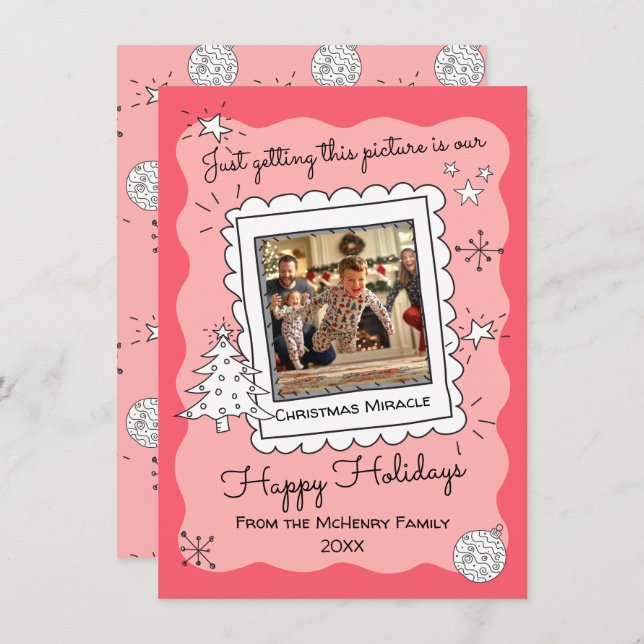 Cartão de Natal de Desenho de Portas Desenho de Mã (Frente/Verso)