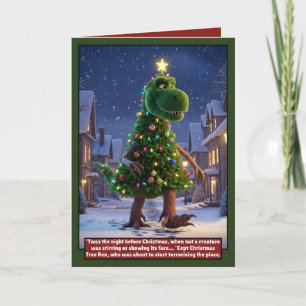 Cartão de Natal de dinossauro incrível