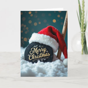 Cartão de Natal de Disco de Hóquei