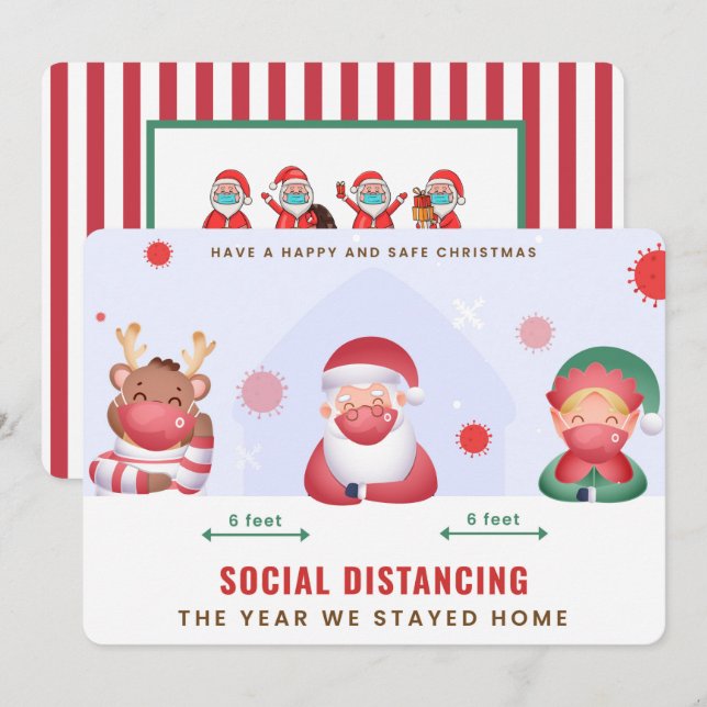 Cartão de Natal de Distanciamento Social (Frente/Verso)