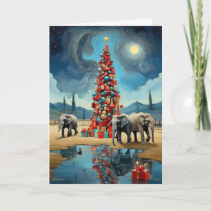 Cartão de Natal de Elefante abstrato Feriado Mod