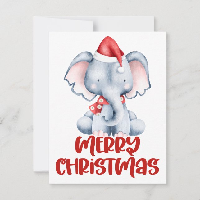 Cartão de Natal de Elefante Cáudia (Frente)