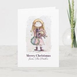 Cartão de Natal de Elfo Caprichoso em Aquarela