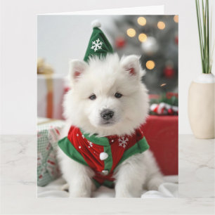 Cartão de Natal De Elif Samoyed Puppy