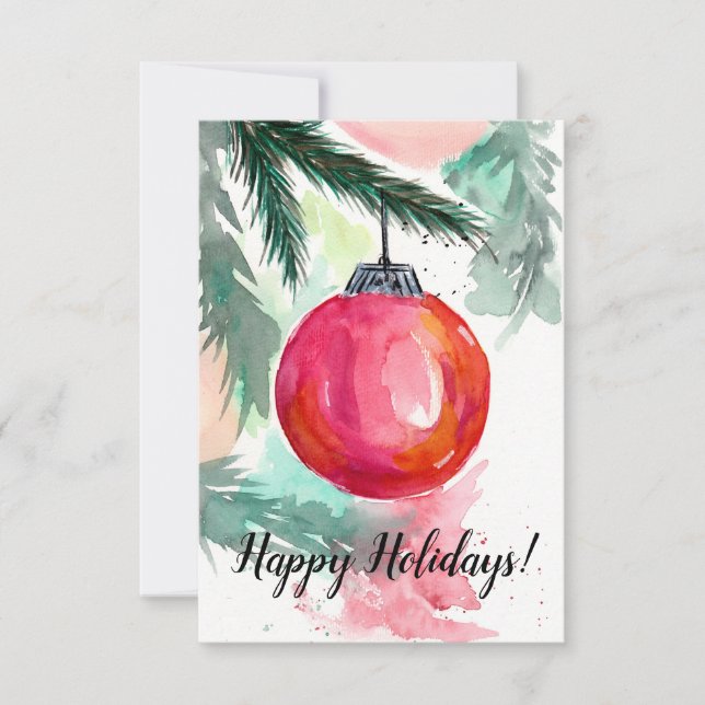 Cartão de Natal de Enfeites de natal Vermelho (Frente)