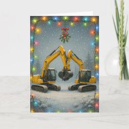 Cartão de Natal de escavadeiras beijando