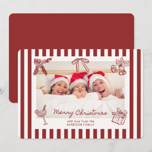 Cartão de Natal De Família De Gritos Vermelhos Whi