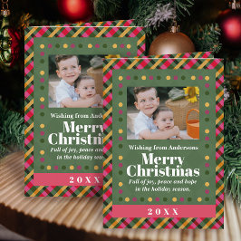 Cartão de Natal de Família em Xadrez Festa de Foto