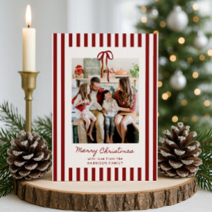 Cartão de Natal de Família Red Striped