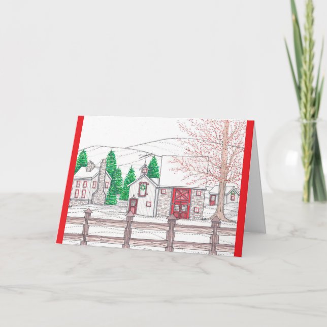 Cartão de Natal de Fazenda de Férias (Frente)