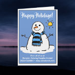 Cartão de Natal de Feliz Feliz Snowman<br><div class="desc">Cartão de Natal de negócios com boneco de neve. Feliz Feriados! Um bonzinho bonzinho de boneca em um Cartão de Saudação. Personalize com sua saudação,  nome comercial e mensagem. Feliz cartão de Natal de feriado.</div>