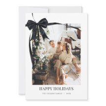 Cartão de Natal de Feriado de Arco Coquette Preto