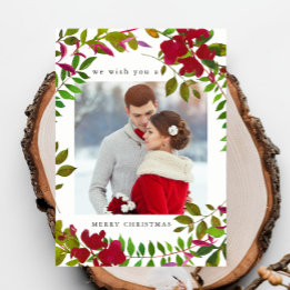 Cartão de Natal de Férias Botânico Feriado