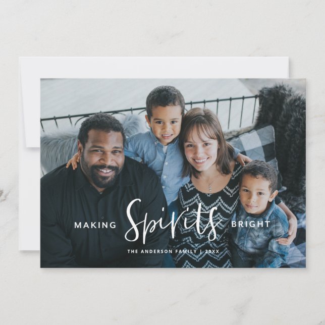 Cartão de Natal de Férias Brilhante com Espíritos  (Frente)