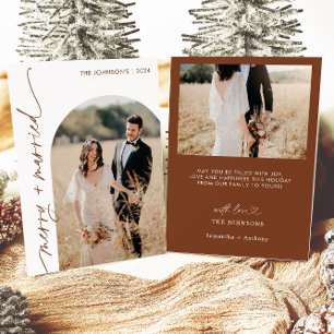 Cartão de Natal de Férias com Foto Casados e Feliz