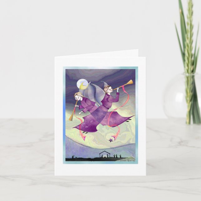 Cartão de Natal de Férias de Anjos Cruzados (Frente)