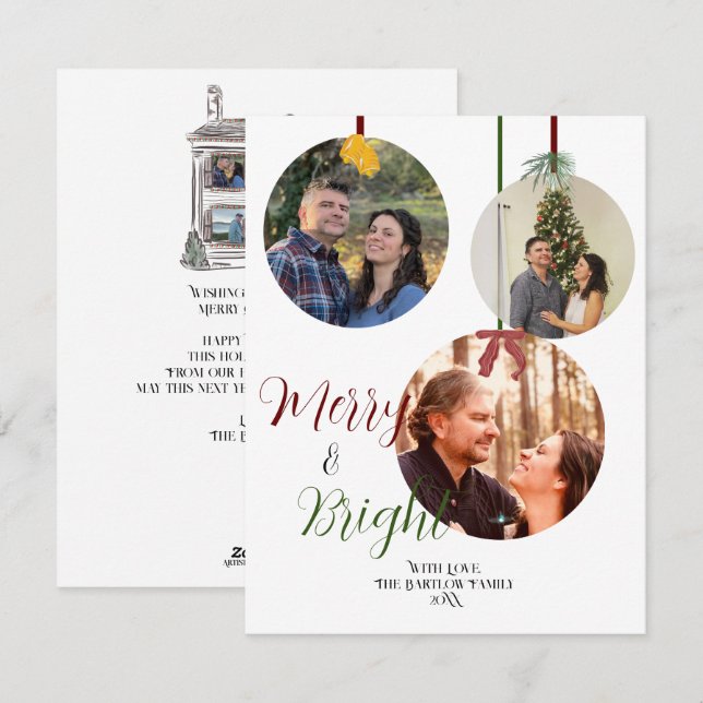 Cartão de Natal de Férias de Estilo de Pedido Seis (Frente/Verso)