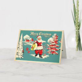 Cartão de Natal de Férias do Papai Noel Retrô