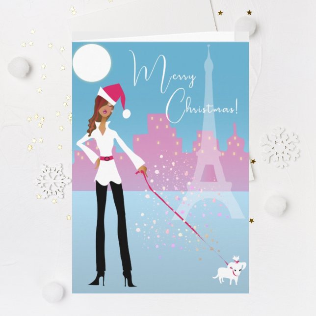 Cartão de Natal de Férias Modernas Africano-Americ (Criador carregado)