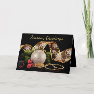 Cartão de Natal de Férias Silver, Dourado de Foto 