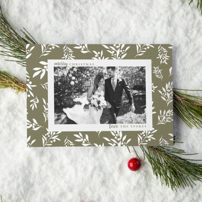 Cartão de Natal de Férias Verde Simples (Criador carregado)