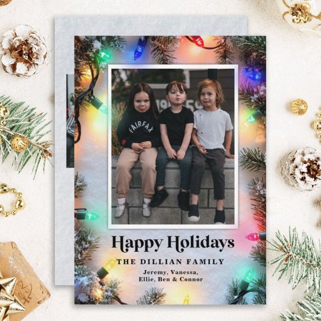 Cartão de Natal de Festa Moderno Luzes Festivas (Criador carregado)