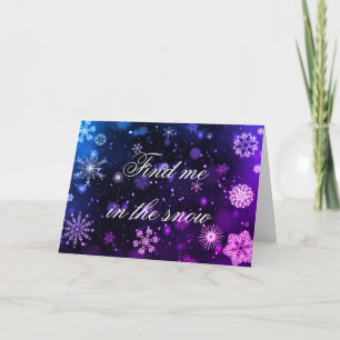 Cartão de Natal de flocos de neve roxos