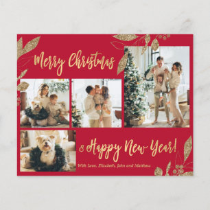 Cartão de Natal de Folha de Foto Elegante de Orç