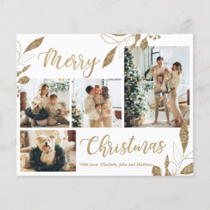 Cartão de Natal de Folha de Foto Elegante de Orçam