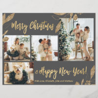 Cartão de Natal de Folha de Foto Elegante de Orçam