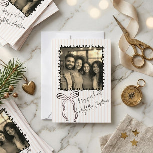 Cartão de Natal de Foto com Arco e Moldura Doodle