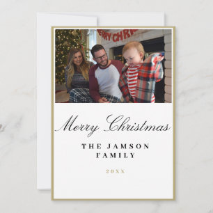 Cartão de Natal de Foto da Família com Moldura Dou