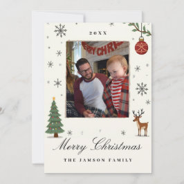 Cartão de Natal de Foto da Família Elegante