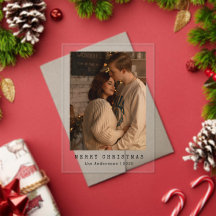 Cartão de Natal de Foto de Casal Simples e Elegant