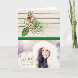 Cartão de Natal de Foto de Madeira para Rústica do