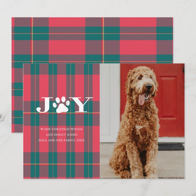 Cartão de Natal de Foto de Pet JOY (Frente/Verso)