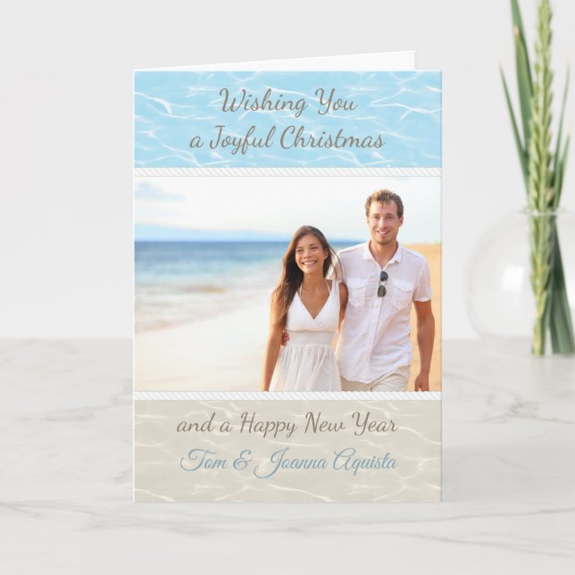 Cartão de Natal de Foto de Praia Tropical (Frente)