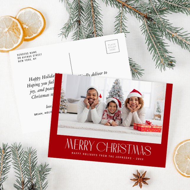 Cartão de natal de foto festiva minimalista trendy (Criador carregado)