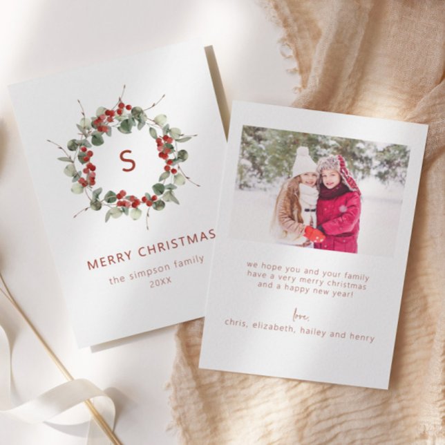 Cartão de Natal de Foto Inicial da Família Elegant (Criador carregado)