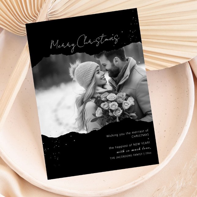 Cartão de Natal de Foto Moderno Minimalista (Criador carregado)