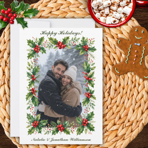 Cartão de Natal de Foto Personalizada Holly