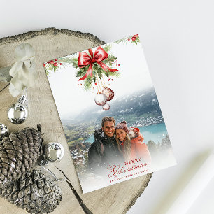 Cartão de Natal de Foto Personalizado Mistletoe