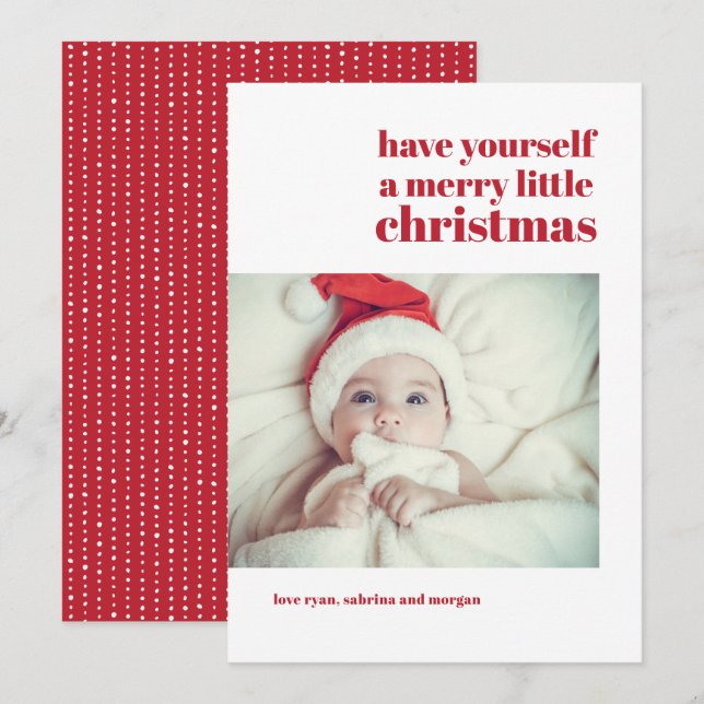 Cartão de Natal de Foto Personalizável Simples Mod (Frente/Verso)