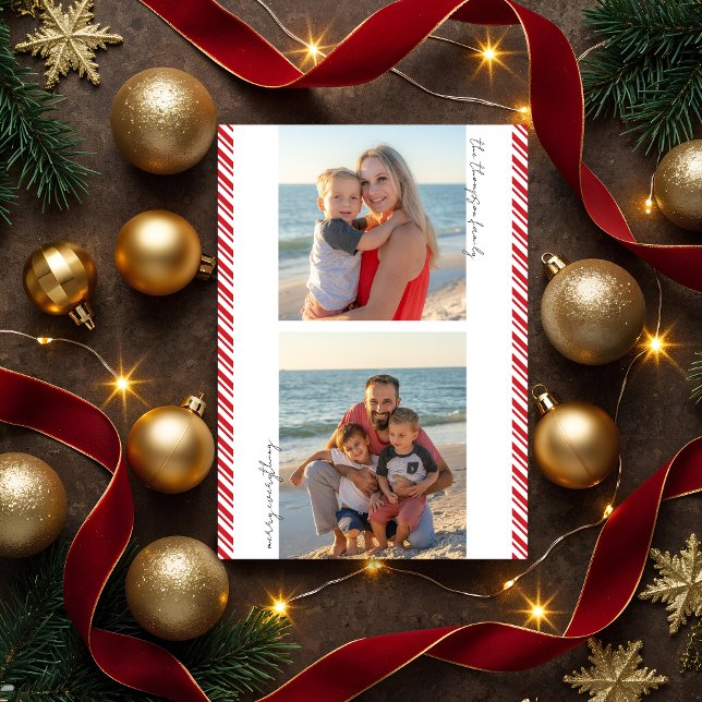 Cartão de Natal de Foto Plana com Faixa de Bengala (Criador carregado)