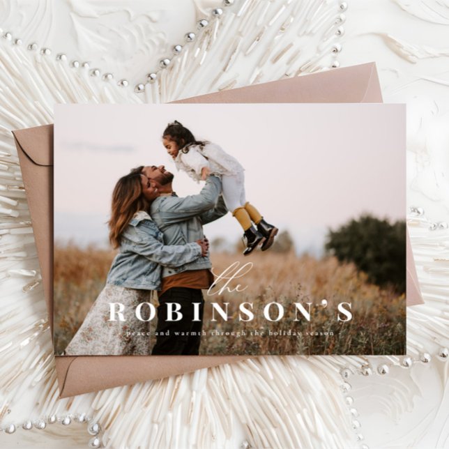 Cartão de Natal de Fotografia com Nome Simples Ele (Criador carregado)