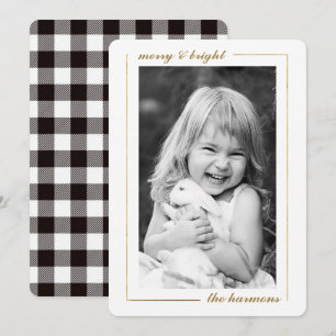 Cartão de Natal de Fotografia com quadro Dourado 