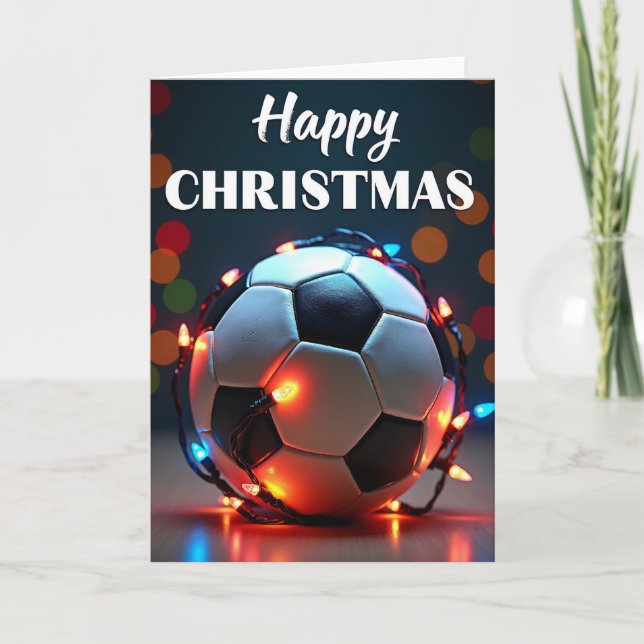 Cartão de Natal de Futebol Feliz (Frente)